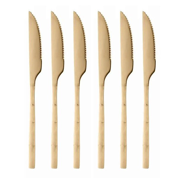 Faca  Aço Inox C/6 Bambu Elegant Champanhe 22,3cm 1814 Lyor