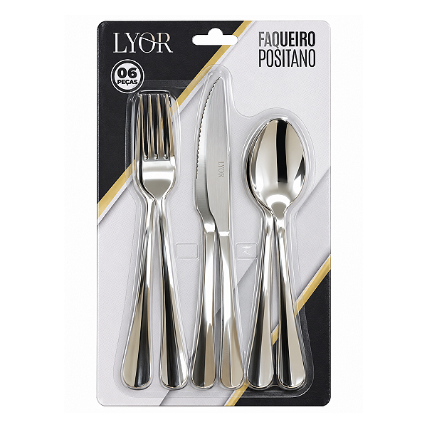 Faqueiro 6 Peças Positano Aço Inox 2 pessoas 220144 Lyor