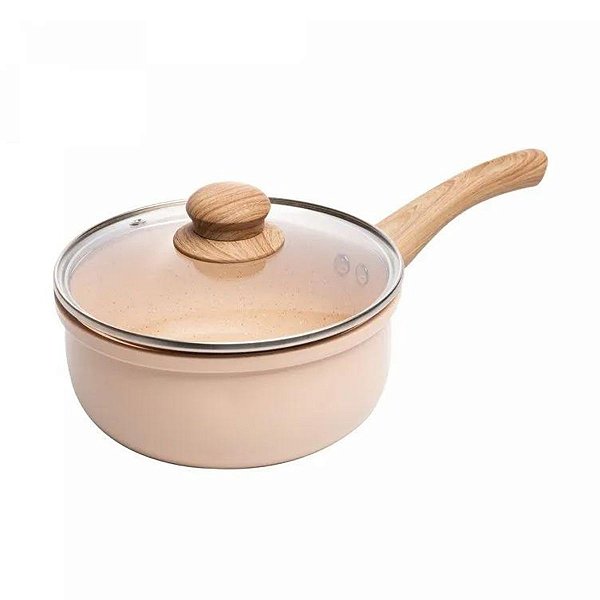Panela de Indução Alumínio e Cerâmica Bege 18cm 220093 Lyor