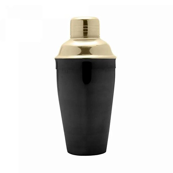Coqueteleira de Aço Inox Preta e Dourada 500ml 1969 Lyor