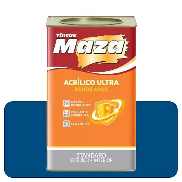 Tinta Acrílica Azul Profundo 18L Fosco Maza Ultra Standard Rende Mais