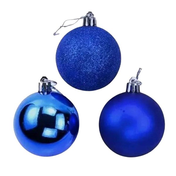 Bola Natalina 8cm Azul C/10PC  Mista Cromus