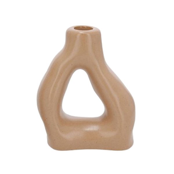 Castiçal Porta Velas Em Cerâmica Marrom 13,5x11x5,5cm 19144-P Mart