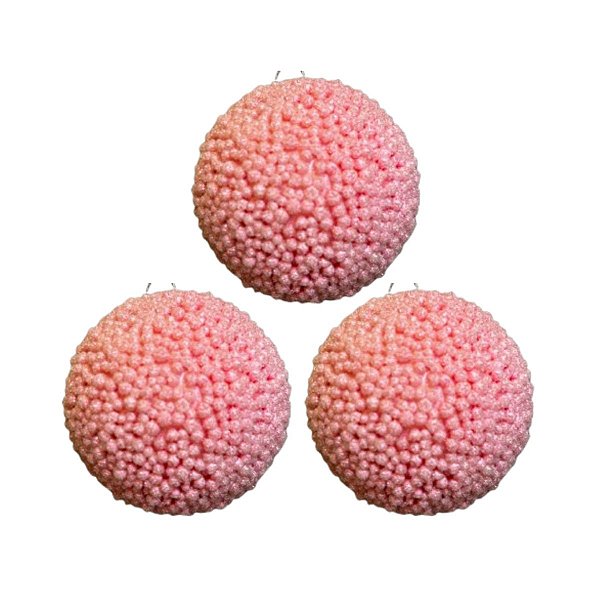 Bola Natalina 8cm C/6 Rosa Chiclete Natal Cromus
