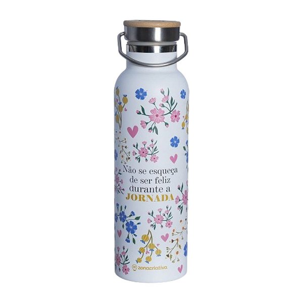 Garrafa Camping Motivacional Floral 600ML 10073181 ZonaCriativa