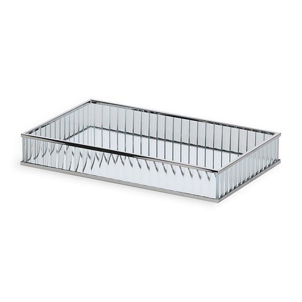 Bandeja Prata Em Metal E Vidro G 4x35,5x22cm 19588 Mart