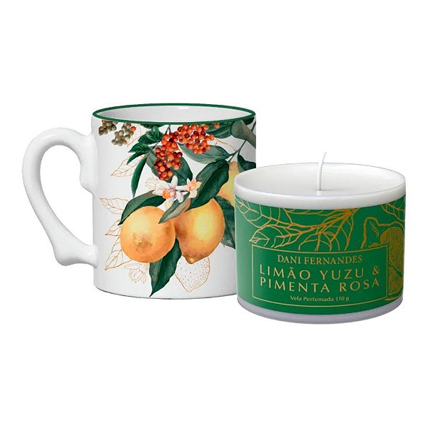 Kit Masterchef  Caneca e Vela Limão Yuzu e Pimenta Rosa DaniFernandes