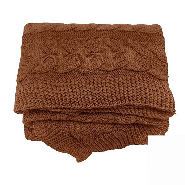 Manta Decorativa De Tricô Trama Cascata Ferrugem 0,90X1,80 049-116