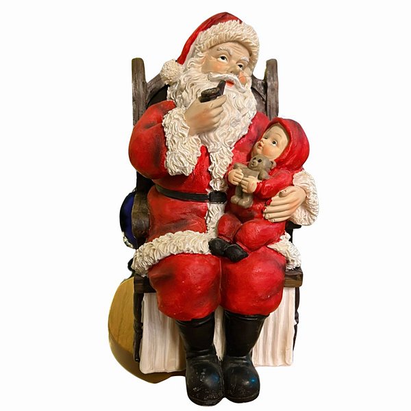 Papai Noel De Resina 20cm Sentado Contando História  1Un