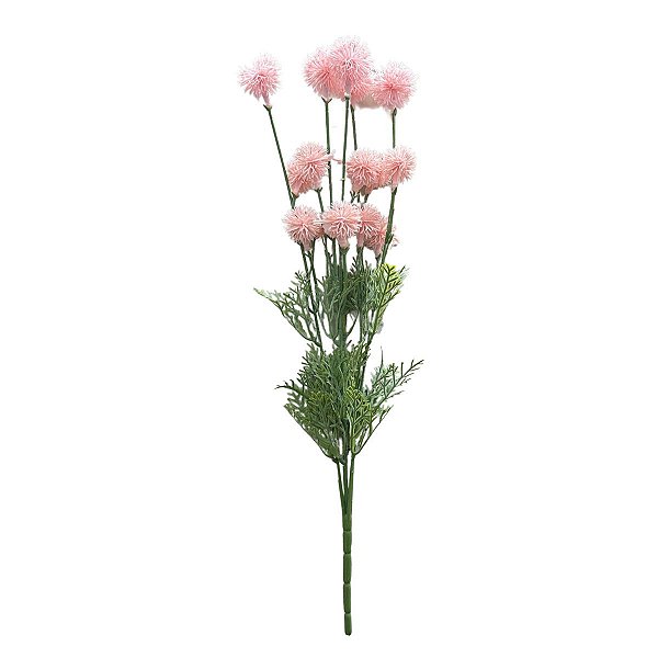 Buque Crisântemo Pompom Cosmo Rosa Flor Artificial 43cm