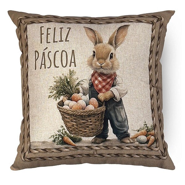 Almofada De Páscoa Rustico Petter Feliz Pascoa  499150 43x43cm