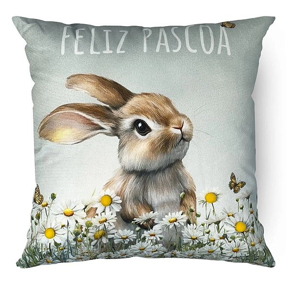 Almofada Jardins Que Escolhem Feliz Páscoa 499137  43x43cm