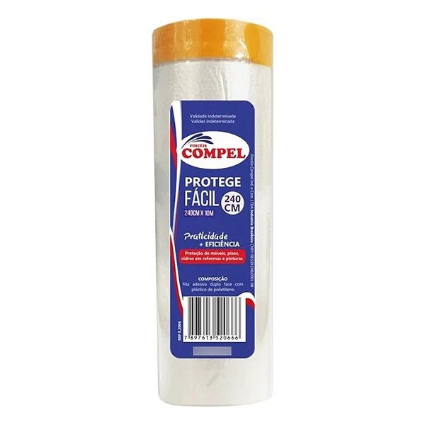 Protege Fácil 240cmx10mt Plástico Filme Fita Adesiva Pintura
