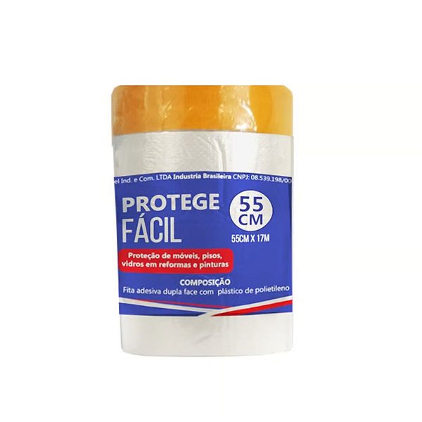 Protege Fácil 55cmx17mt Plástico Filme Fita Adesiva Pintura