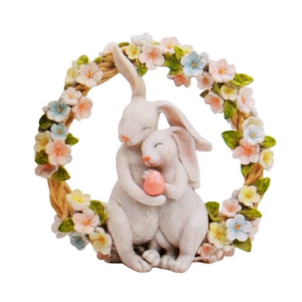 Guirlanda Decorativa Coelhos Flower 26x25x9cm 1038137 Cromus
