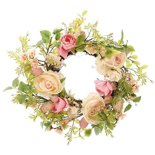 Guirlanda Decorativa Flores E Ovos Fondant 50cm 1037399