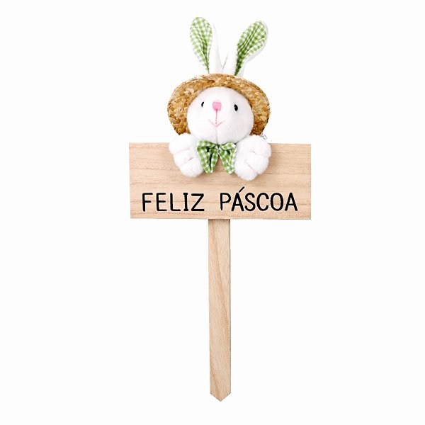 Placa Feliz Pascoa Verde 37x16x7cm 1066706 1Un Cromus