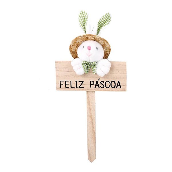 Placa Feliz Pascoa Verde 37x16x7cm 1066706 1Un Cromus