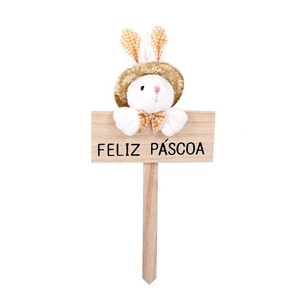 Placa Feliz Pascoa Laranja 37x16x7cm 1066706 1Un Cromus
