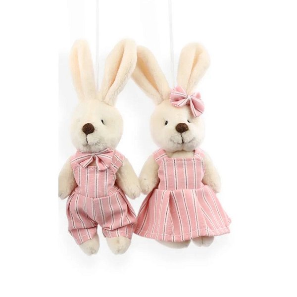 Mini Coelho Pingente Casal Rosa Candy 15cm 1066691 1Un