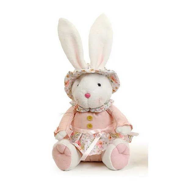 Coelho Da Páscoa Chiclete Menina C/ Chapeu 30cm 1067680 Cromus