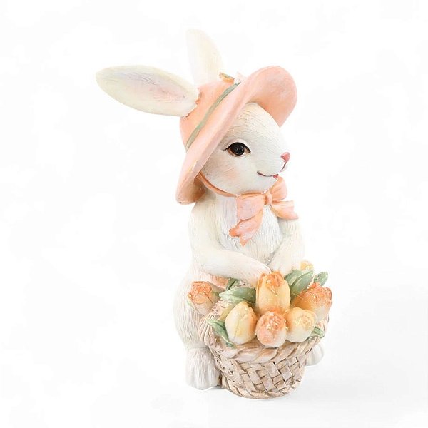 Mini Coelho Da Páscoa La Belle Chapeu E Flores 1064477 10,5cm