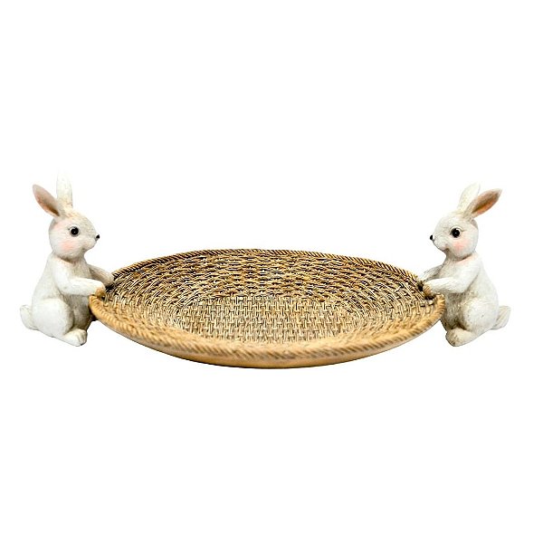 Prato Decorativo La Belle C/Coelhos 1030979 9x26x15cm