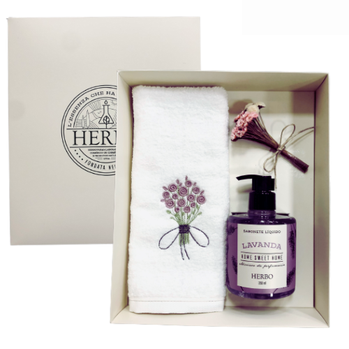 Kit Sabonete e Toalha Lavanda Home Sweet Herbo 350ml