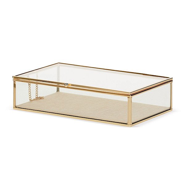 Caixa Organizadora Metal Durado e Vidro  20389 G 6,5x25x15cm Mart