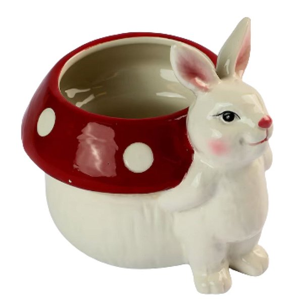 Vaso Cogumelo De Pascoa  Ceramico 14,5x15,5cm 1Un