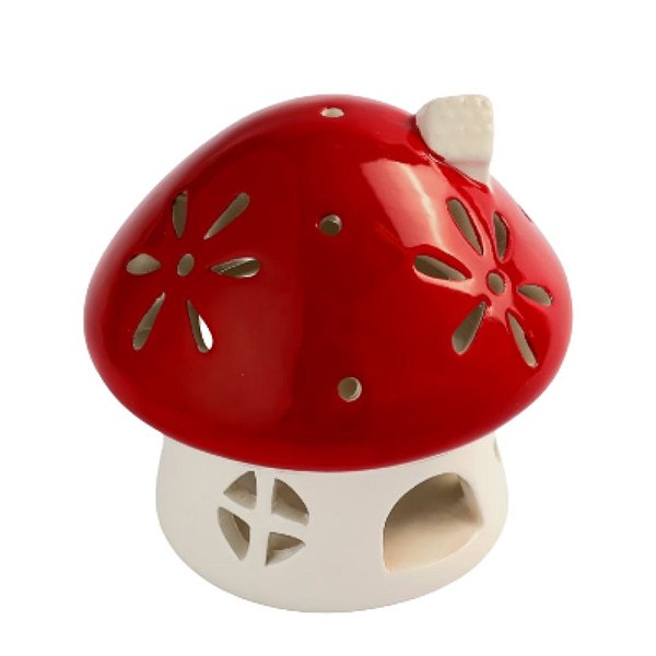 Casinha Cogumelo De Pascoa  Ceramico 17x12cm 1Un