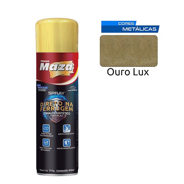 Spray Esmalte Direto Na Ferrugem Ouro Lux 250G 31527