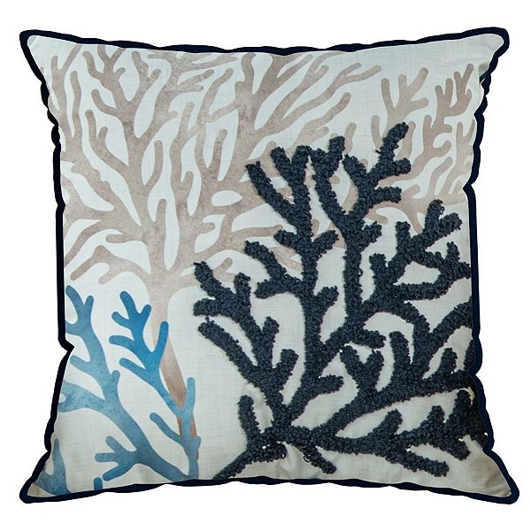 Almofada Náutica 181 Coral Bordada Cordone 50x50cm