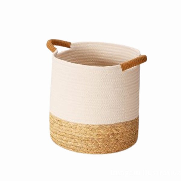 Cesto Organizado  Algodão e Fibra Natural 16008G  34X45cm