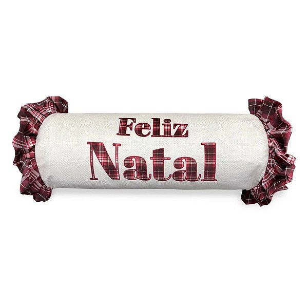 Almofada Natalina Baguete Feliz Natal C/ Babado 537 20x48cm