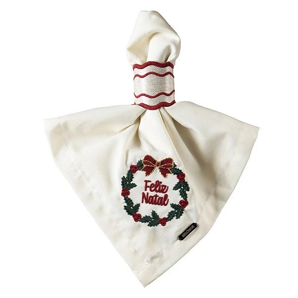 Guardanapo Natalino C/ Porta Guardanapo Vermelho 156 40cm 2und