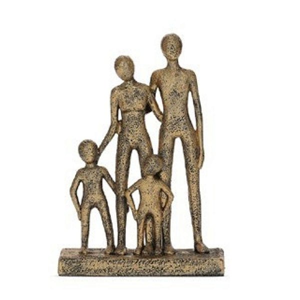 Escultura Decorativa Família e Dois Filhos 22x15x5,5cm 20124