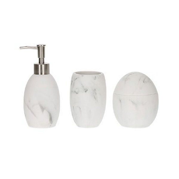 Kit Para Banheiro Saboneteira, Pote, Porta Algodão Mart 19657