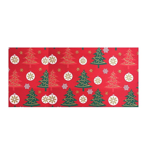 Toalha Caminho De Mesa Natalino Bola De Neve Vermelha 1087229 182x25cm
