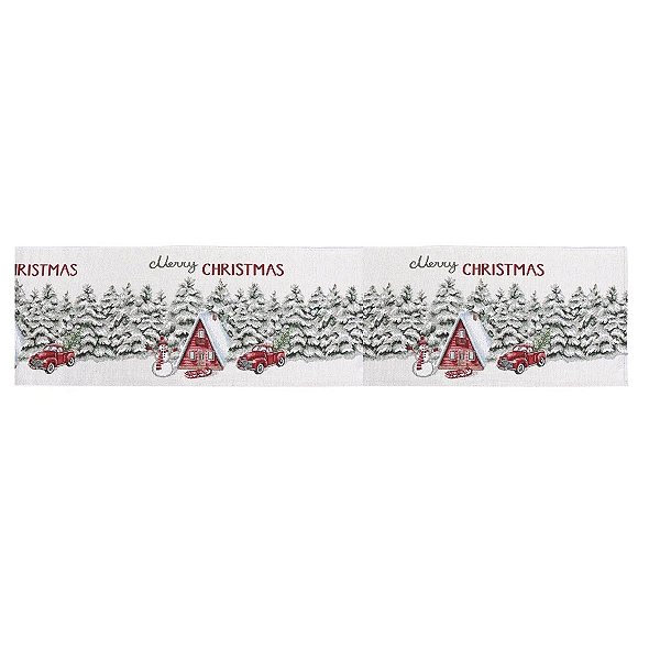 Toalha Caminho de Mesa Natalino Merry Christmas 1068383 180x34cm