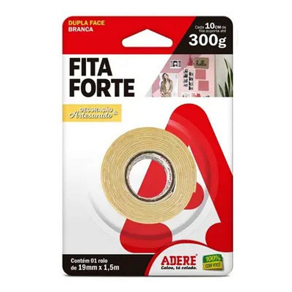 Fita Forte Dupla Face Espuma Branca Decoração E Artesanato19mmx1,5mt  Adere
