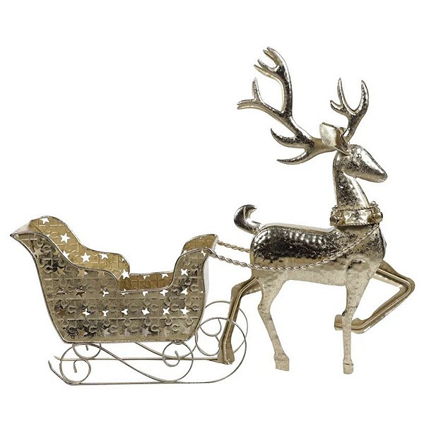 Treno Com Rena De Dourada 49cm C/1unid 1068657 Cromus