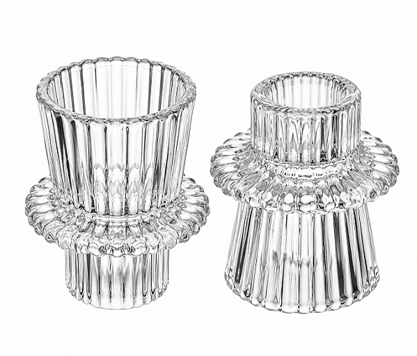 Candelabro Castiçal Porta Velas de Vidro 6x7cm CJ C/2 61933