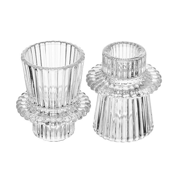 Candelabro Castiçal Porta Velas de Vidro 6x7cm CJ C/2 61933