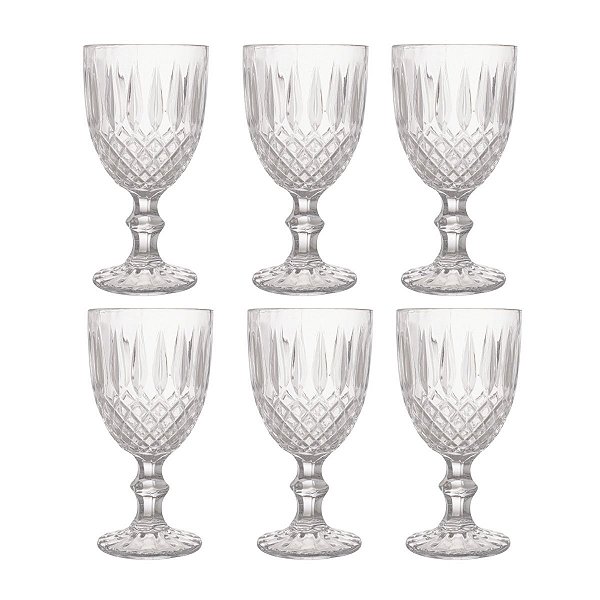 Taça De Água De Vidro Greek Transparente C/6 320ml 35451