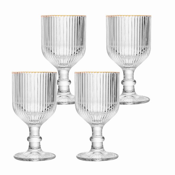 Taça De Vidro P/ Licor Lines 75ml Fio D Ouro C/4 20640 Wolff