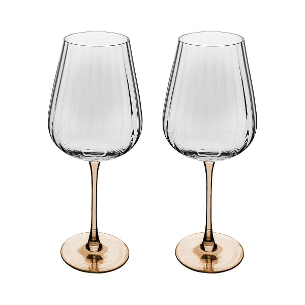 Taça Para Vinho 560ml Incolor C/Haste Ambar C/2 220469 Wolff