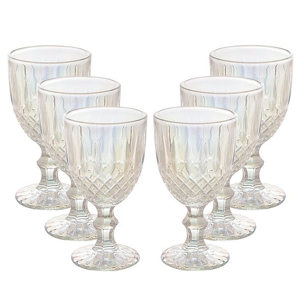Taça De Água De Vidro Brand Fio Dourado C/6 320ml
