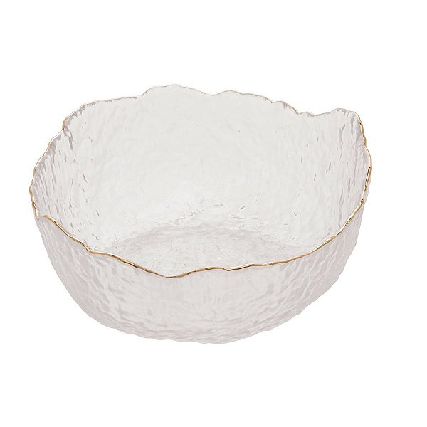 Prato Bowl Taj Vidro Martelado C/Borda Dourada 19x10cm 28954 Wolff
