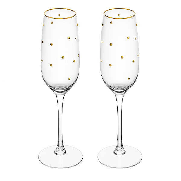 Taça Para Champanhe Balls Fio De Ouro 200ml CJ 2Unid  Wolff